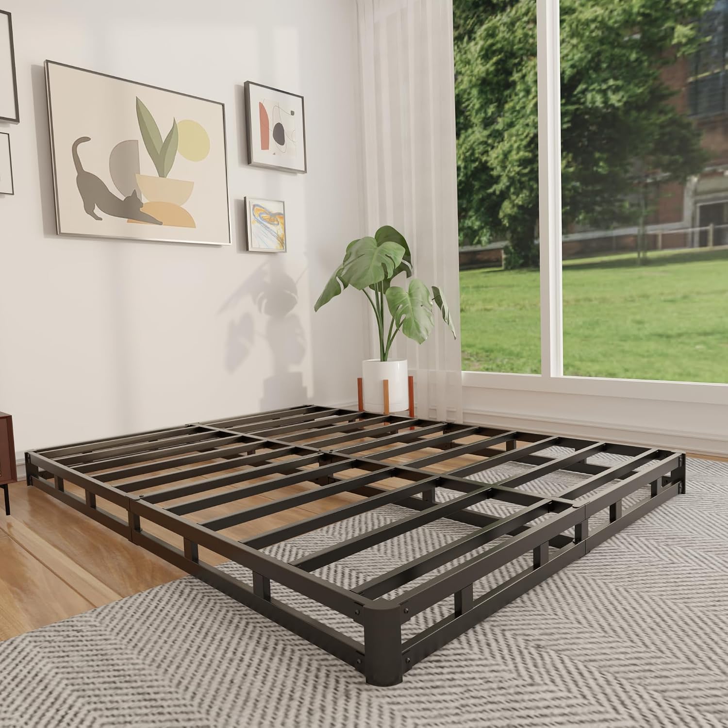 Canopy Bed Frame Metal Queen - 4 Inch Queen Box Spring Low