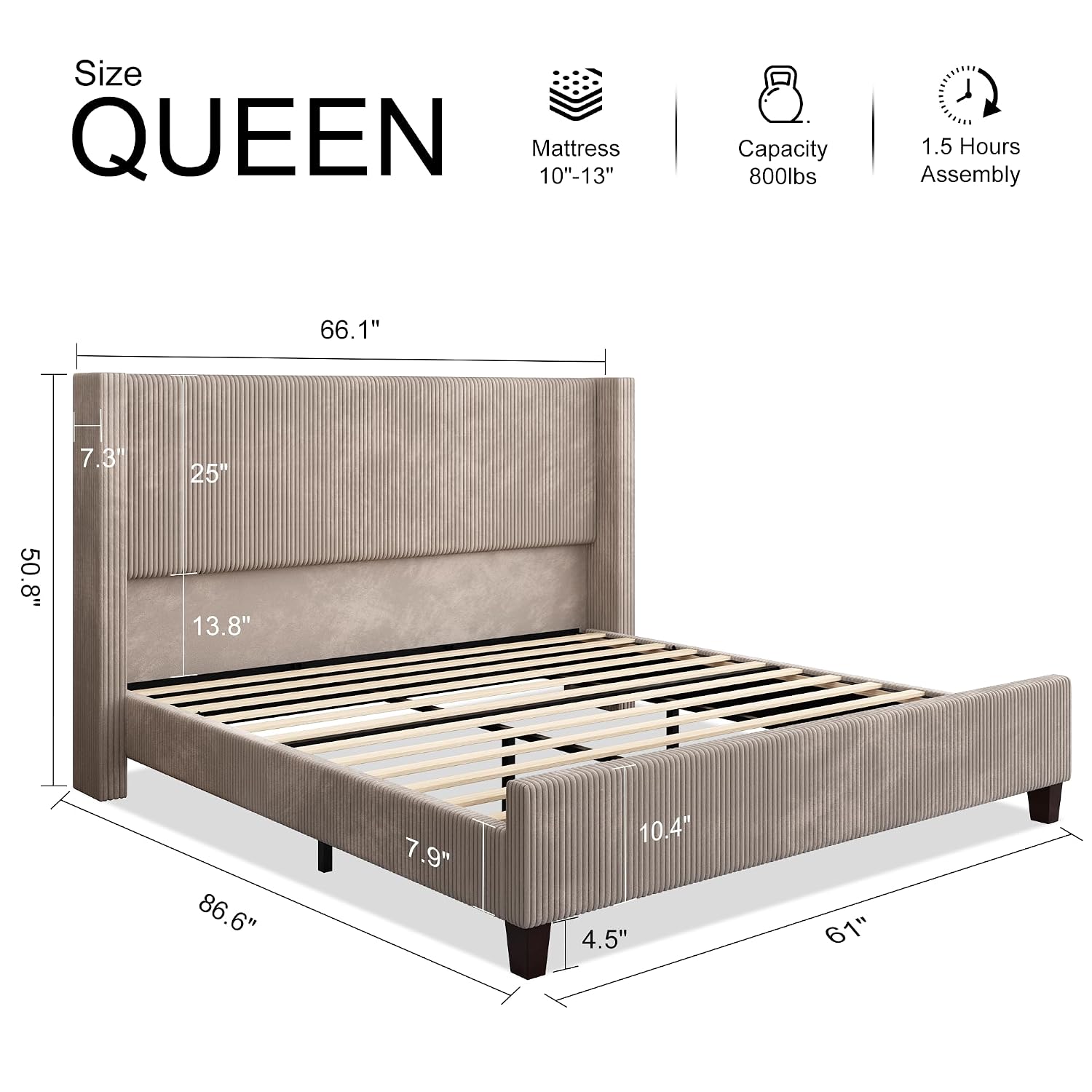Queen Size Bed Frame with 50.8 - Canopy Bed Frame Metal Queen 评论和价格