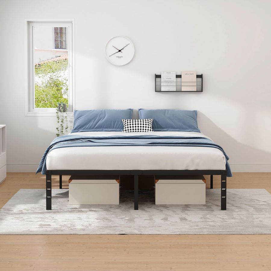 NEW JETO Metal Bed Frame,Queen - Canopy Bed Frame Metal Queen 评论和价格