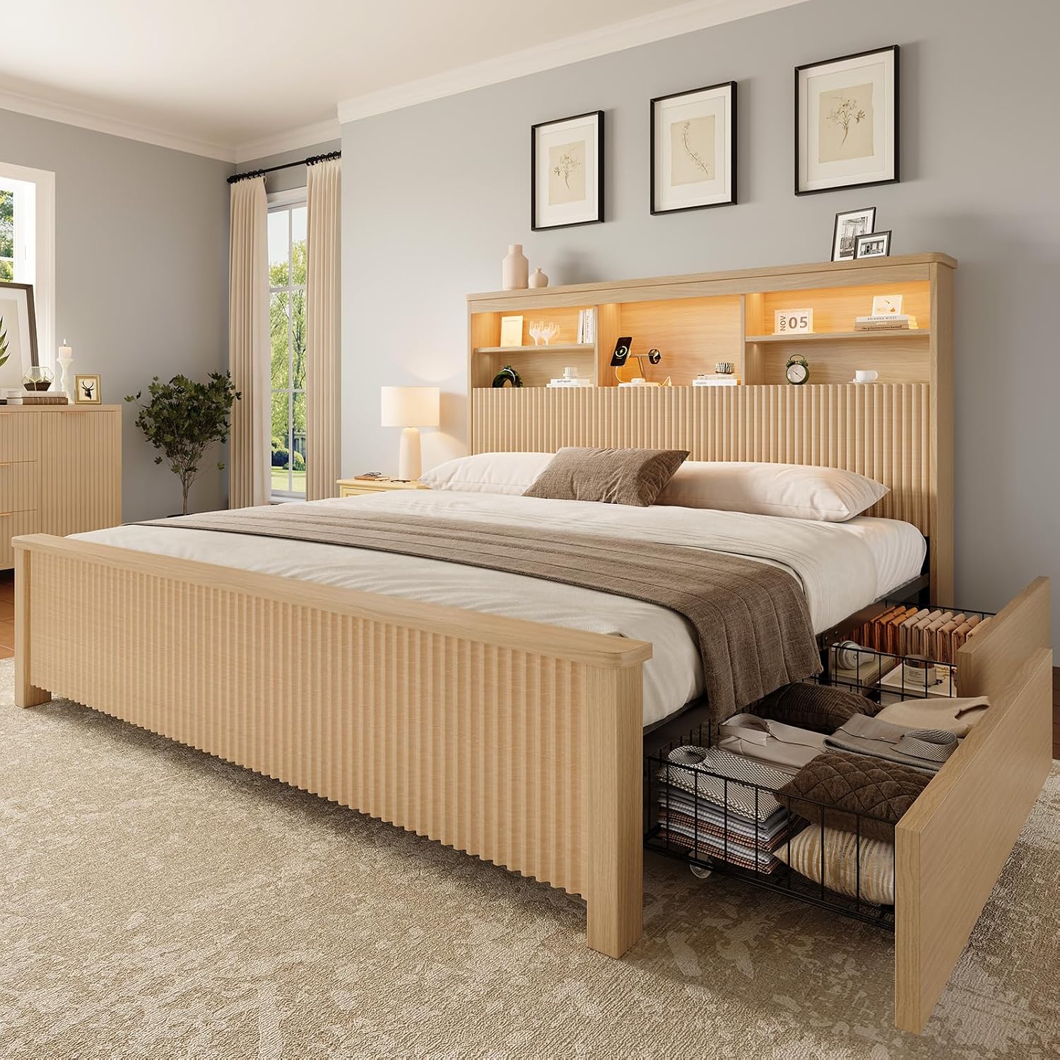 Queen Size Bed Frame with 4 St - Canopy Bed Frame Metal Queen 评论和价格