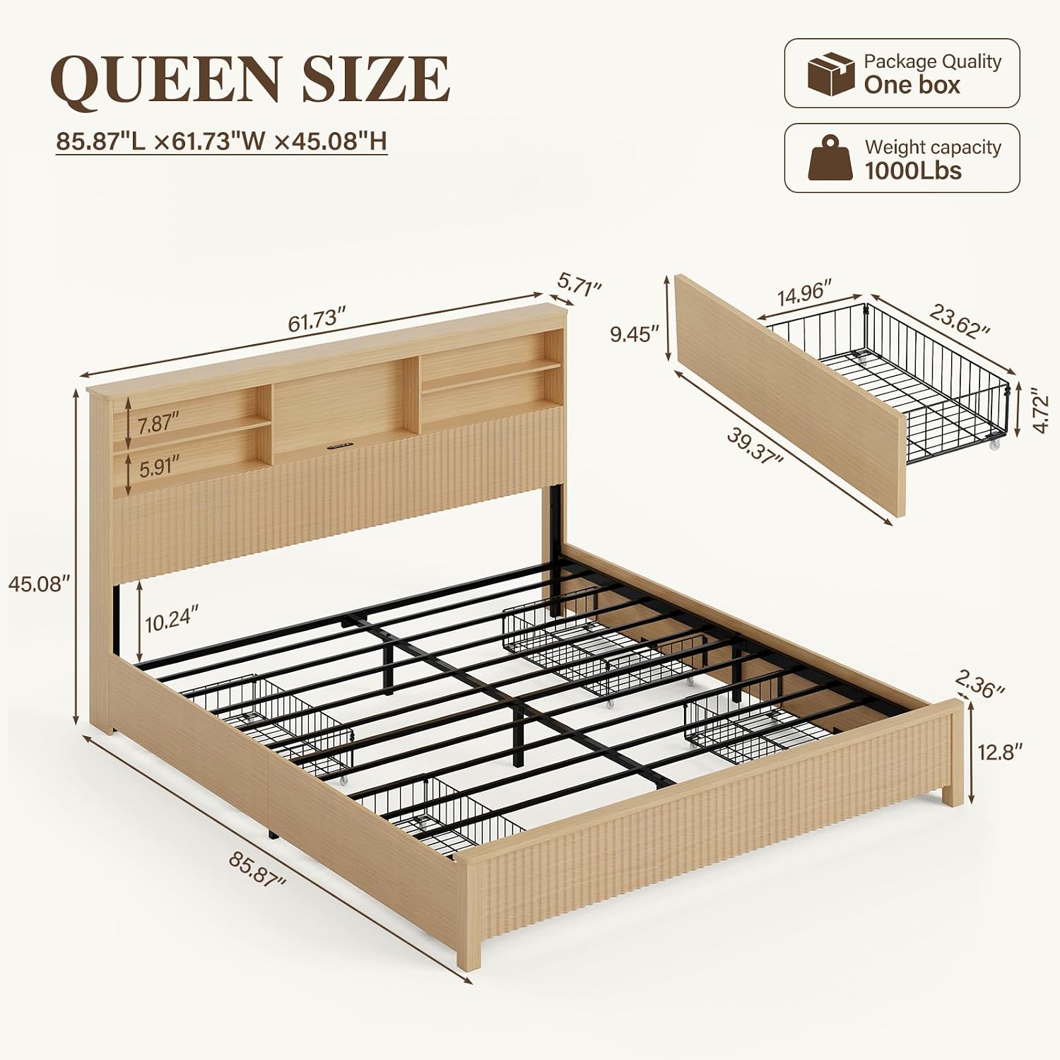 Queen Size Bed Frame with 4 St - Canopy Bed Frame Metal Queen 评论和价格
