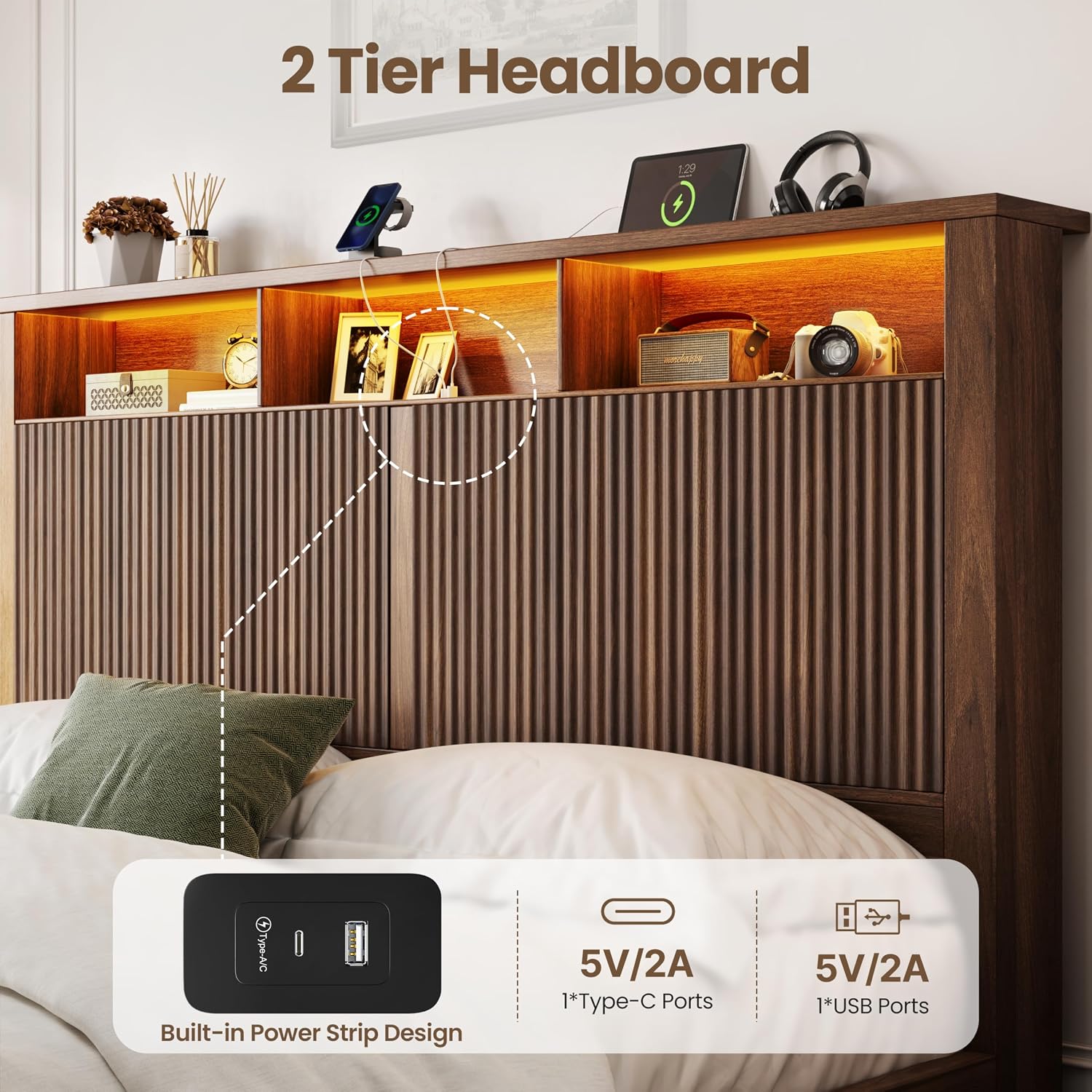 King Size Bed Frame and Headbo - King Size Bed Frame With Storage Drawers 评论和价格
