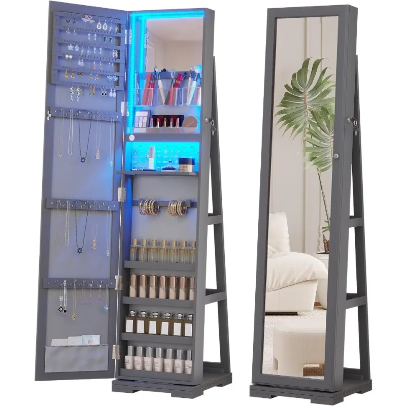 LED Jewelry Armoire with Full  - Full Length Mirror Jewelry Armoire 评论和价格