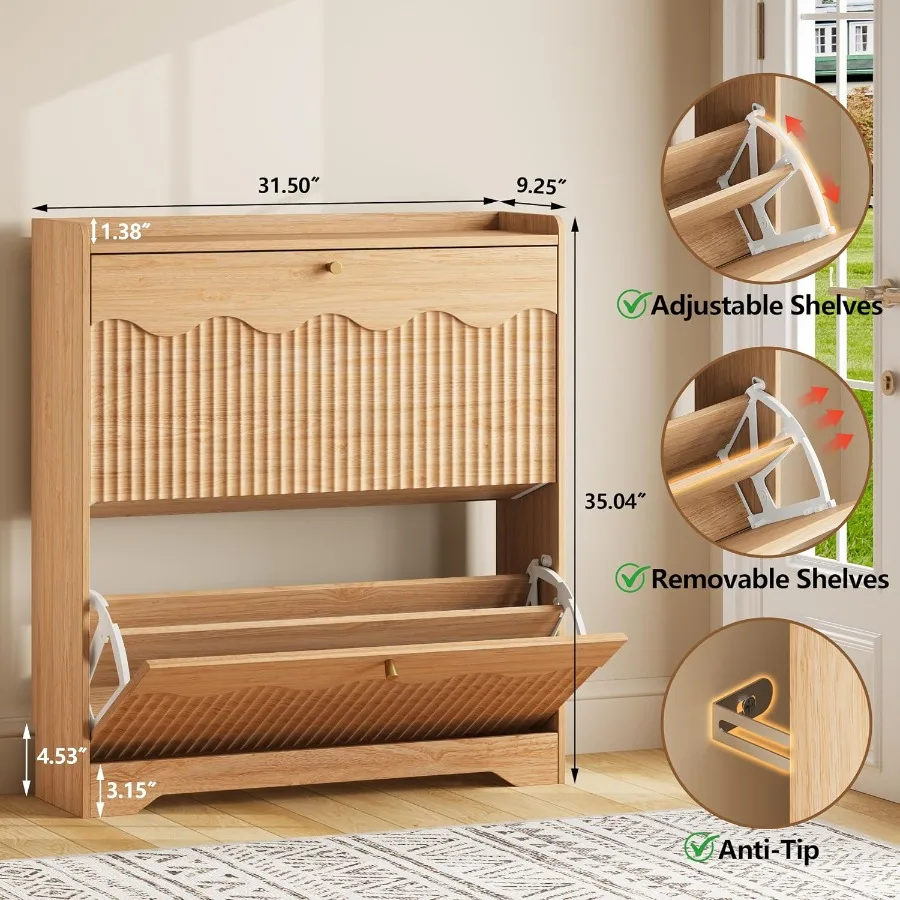 Shoe Storage Cabinet with and  - Shoe Rack Cabinet Narrow Entryway 评论和价格