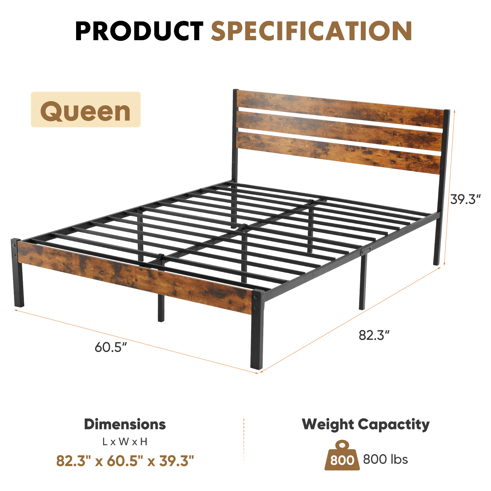 JHK Queen Size Metal Platform  - Canopy Bed Frame Metal Queen 评论和价格